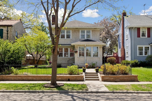 traditional style home with a chimney