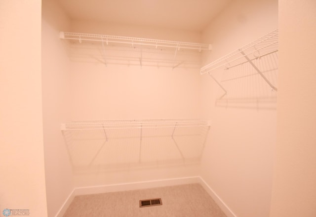 walk in closet featuring carpet floors and visible vents