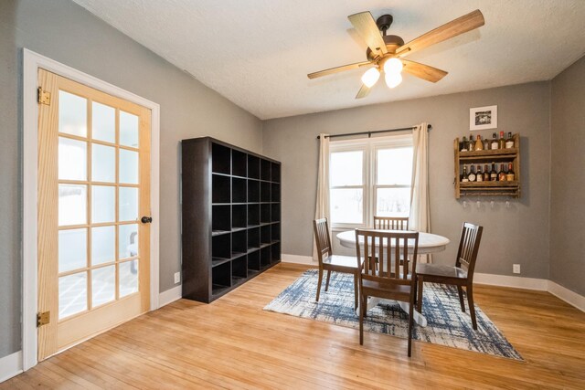 17492 460th Ln, Waterville, MN 56096 - dining space featuring baseboards, wood finished floors, and a ceiling fan