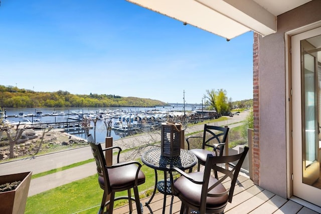 exterior space featuring a water view