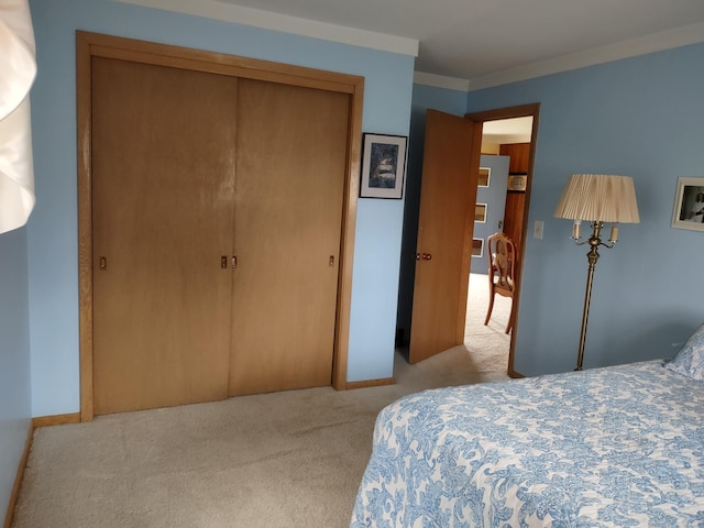 122 10th St, Madison, MN 56256 - carpeted bedroom featuring a closet and ornamental molding