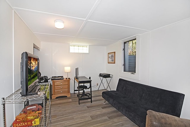 sitting room with wood finished floors
