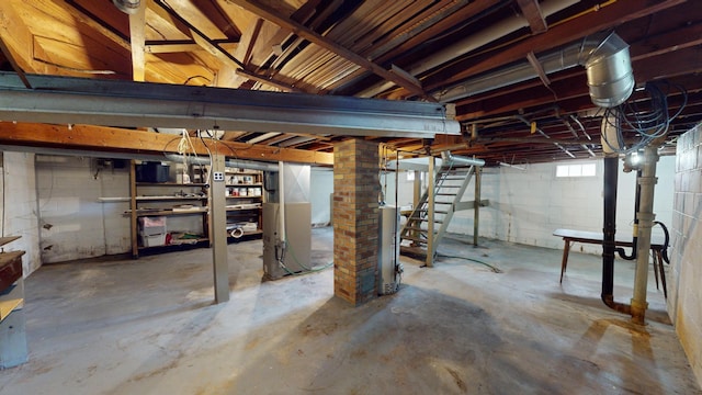 basement with stairs