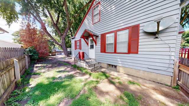 view of home's exterior featuring a fenced backyard