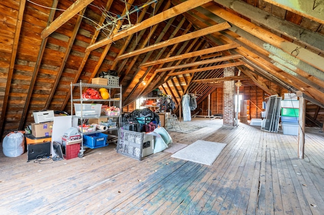 attic with an upstairs landing