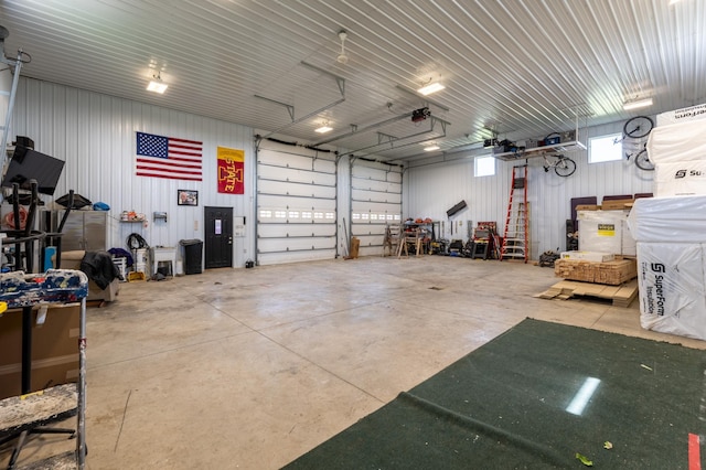 garage with a garage door opener