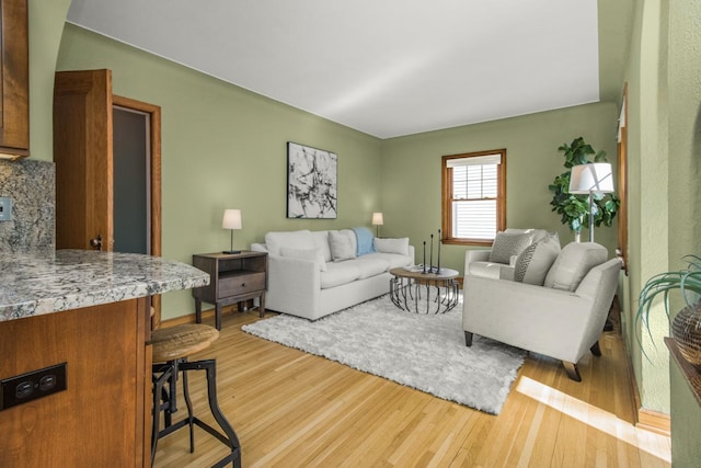 living room featuring light wood-type flooring
