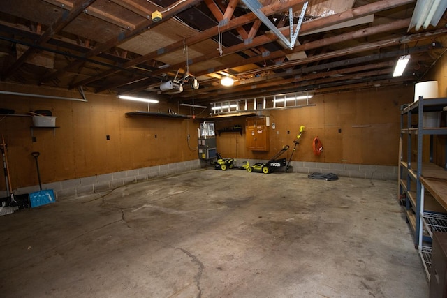 garage with a garage door opener