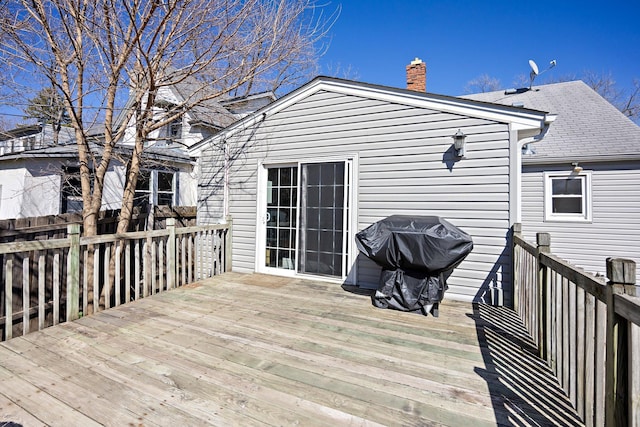 deck with a grill