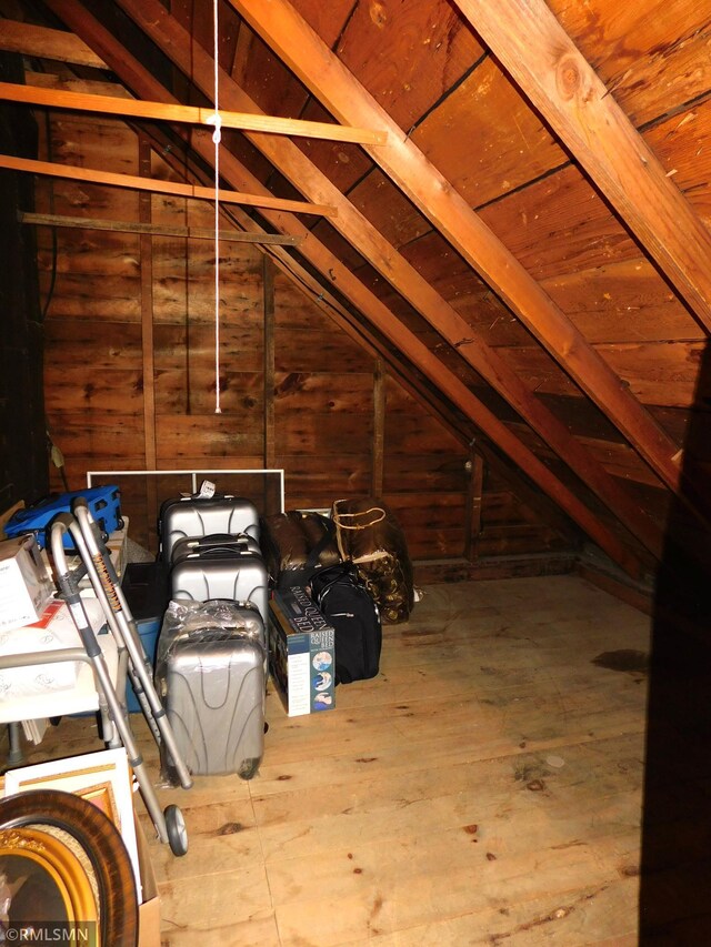 view of unfinished attic