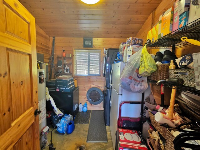49818 Long Lake Trl, Bigfork, MN 56628 - laundry room featuring wooden walls