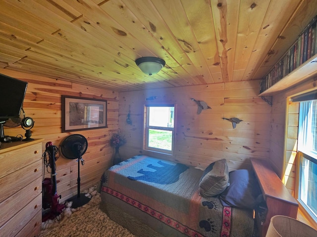 49818 Long Lake Trl, Bigfork, MN 56628 - bedroom with wooden ceiling and wooden walls