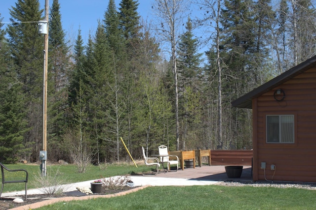 49818 Long Lake Trl, Bigfork, MN 56628 - view of grassy yard featuring a patio and a view of trees