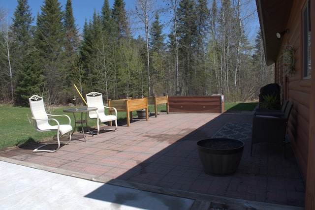 49818 Long Lake Trl, Bigfork, MN 56628 - view of patio / terrace with a view of trees