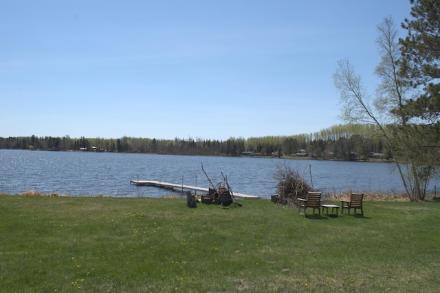 49818 Long Lake Trl, Bigfork, MN 56628 - dock area featuring a water view and a lawn