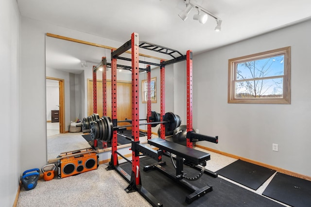 695 Pine Lake Ln, Bone Lake Twp, WI 54837 - exercise room featuring track lighting