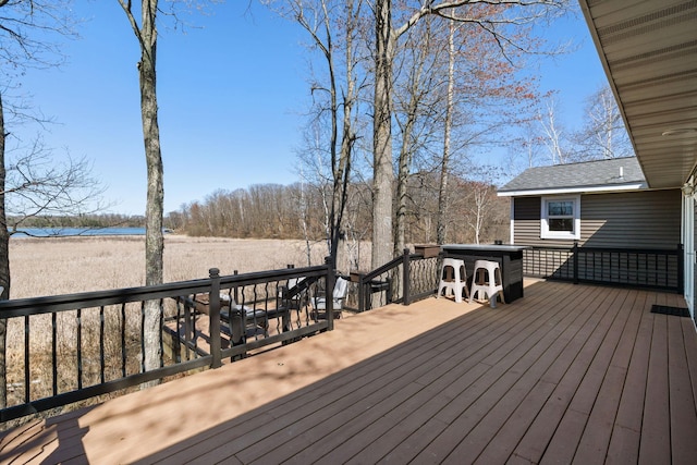 695 Pine Lake Ln, Bone Lake Twp, WI 54837 - view of wooden terrace