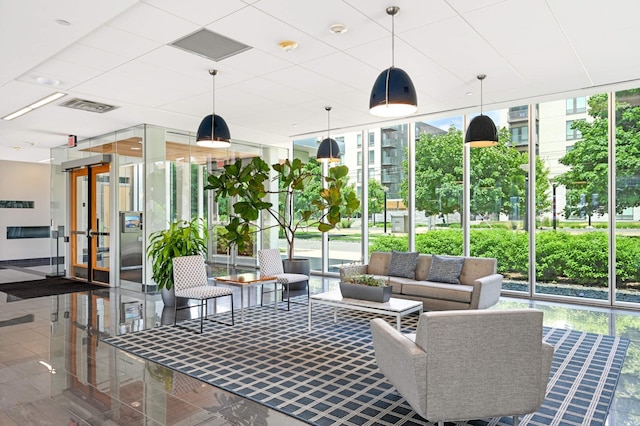 building lobby with visible vents