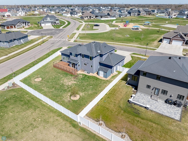 aerial view with a residential view