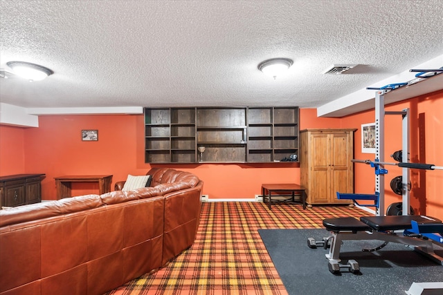 1206 Pinecrest Ln, New Richmond, WI 54017 - workout room with a textured ceiling and carpet flooring