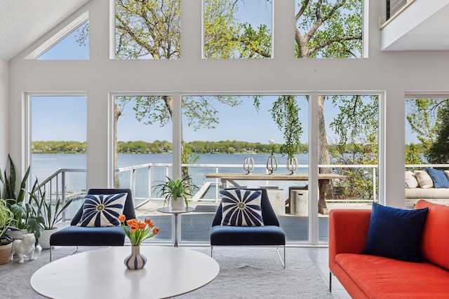 176 Peninsula Rd, Medicine Lake, MN 55441 - sunroom featuring a water view and plenty of natural light
