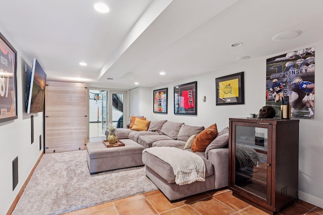 176 Peninsula Rd, Medicine Lake, MN 55441 - tiled living room with recessed lighting and baseboards