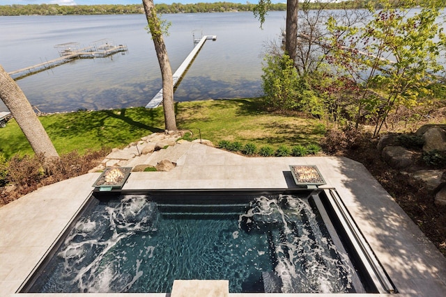 176 Peninsula Rd, Medicine Lake, MN 55441 - exterior space featuring a fire pit and a water view