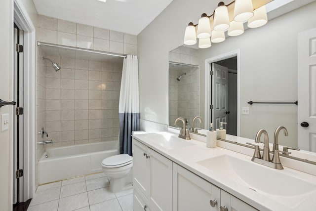 1112 Gabbert Cir, Eagan, MN 55123 - full bath with tile patterned floors, shower / bathtub combination with curtain, toilet, and double vanity