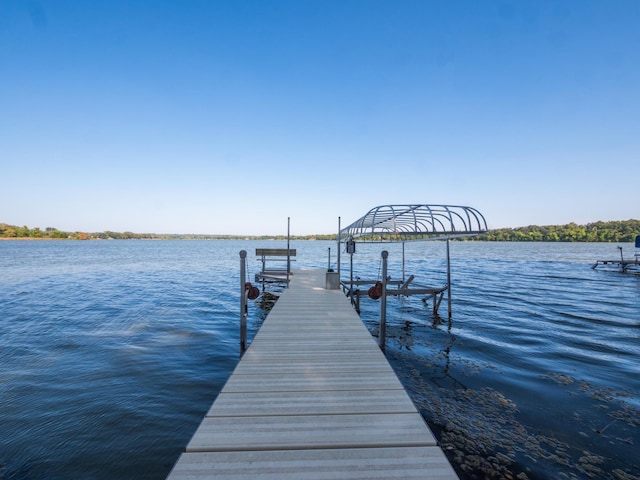 view of dock featuring a water view