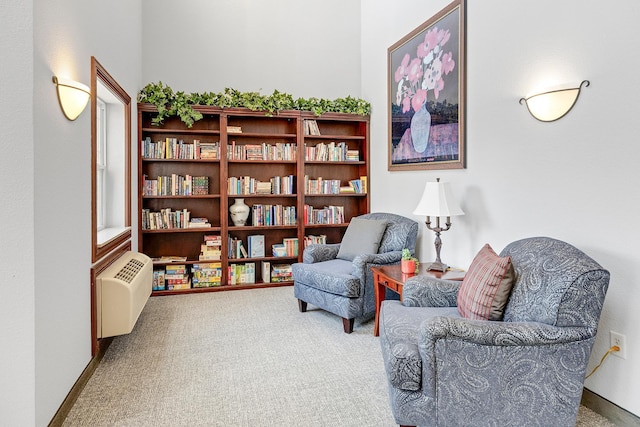 sitting room featuring carpet
