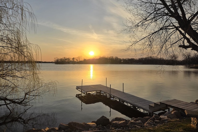 view of dock featuring a water view
