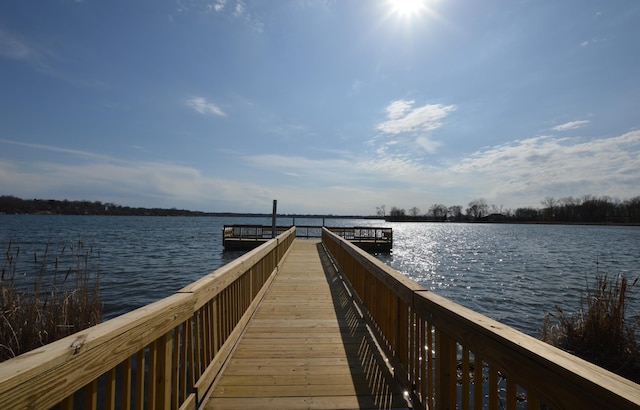 dock area featuring a water view