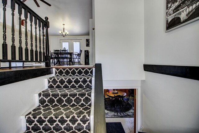 32290 US-71, Menahga, MN 56464 - stairs with a chandelier and ceiling fan