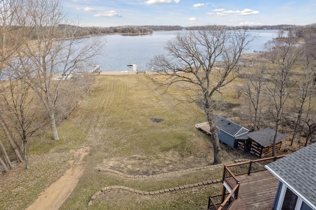 bird's eye view featuring a water view