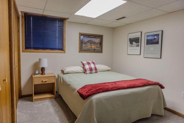 19447 County Road 1, Morris, MN 56267 - carpeted bedroom with a paneled ceiling, baseboards, and visible vents