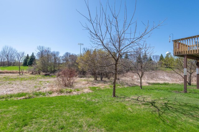 view of yard with a wooden deck