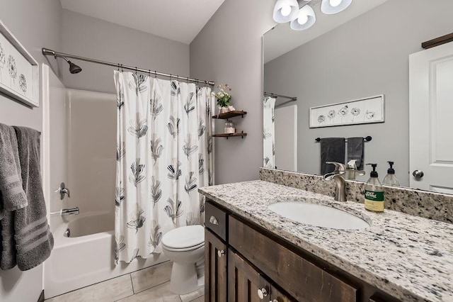 334 143rd Ave NW, Andover, MN 55304 - full bath with toilet, shower / bathtub combination with curtain, tile patterned floors, and vanity