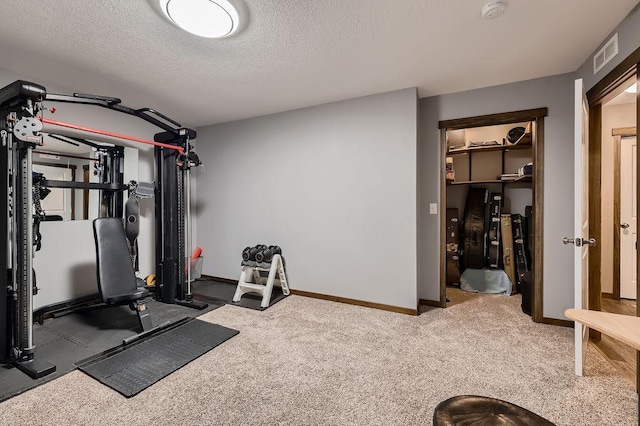 334 143rd Ave NW, Andover, MN 55304 - workout area with baseboards, a textured ceiling, and carpet