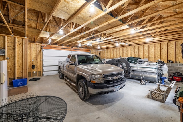 garage with a garage door opener
