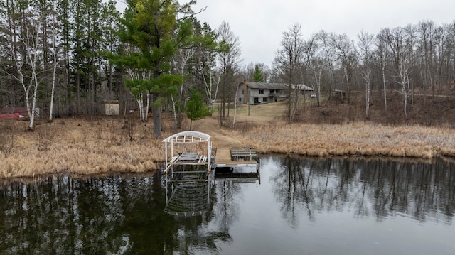 dock area featuring a water view