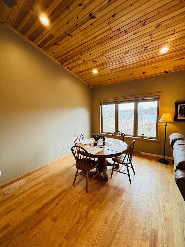 1008 Ruby St NW, Alexandria, MN 56308 - dining space featuring wood ceiling, light wood-style floors, and recessed lighting