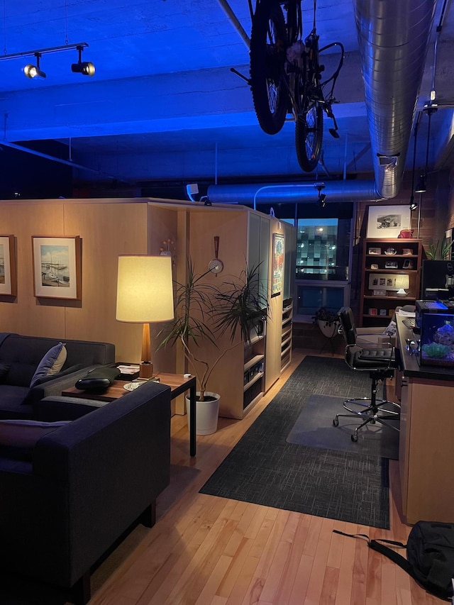 office area featuring wood finished floors