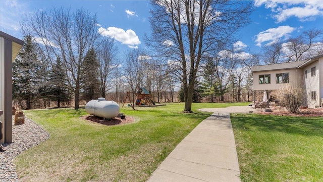 view of yard featuring a playground