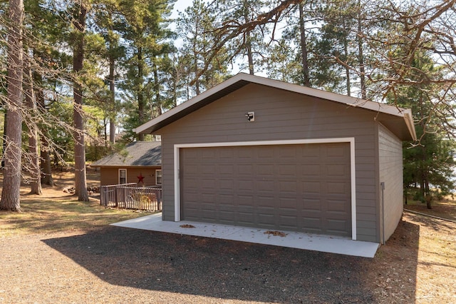 view of detached garage
