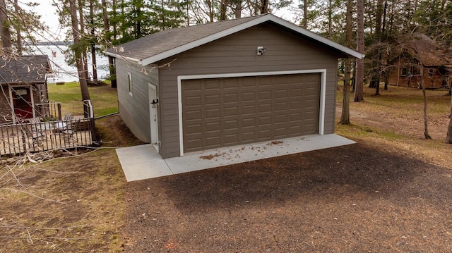 view of detached garage
