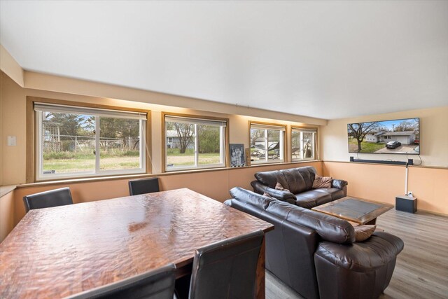 living room with wood finished floors and a wealth of natural light