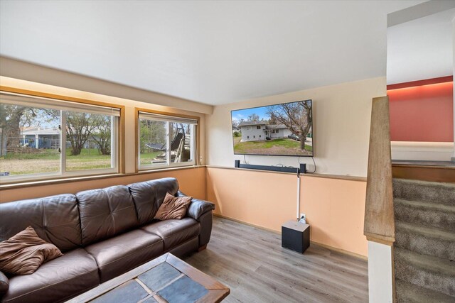 living area featuring wood finished floors
