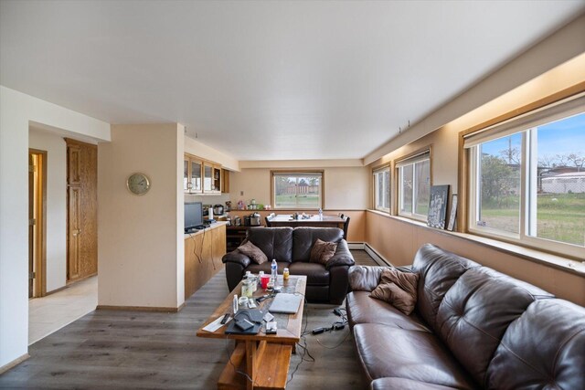 living area with wood finished floors