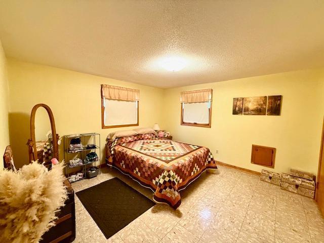 15497 Meiners Rd, Mayville Twp, MN 55921 - bedroom with a textured ceiling and baseboards