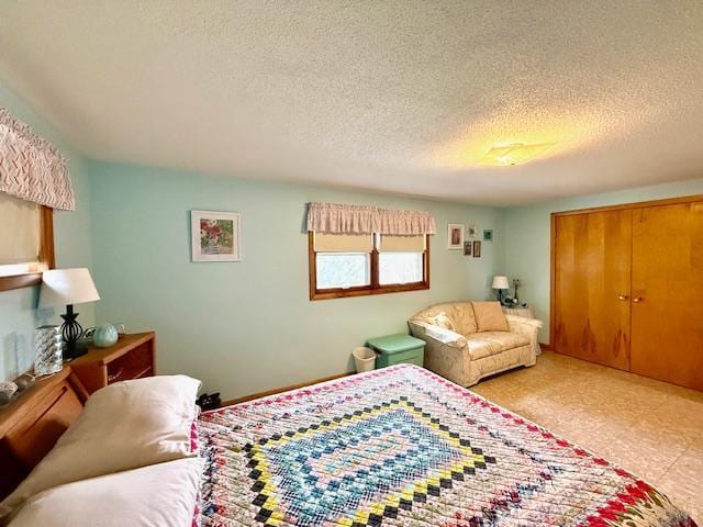 15497 Meiners Rd, Mayville Twp, MN 55921 - bedroom featuring a textured ceiling and a closet